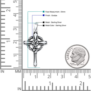 Cross & Rose Flower Pendant